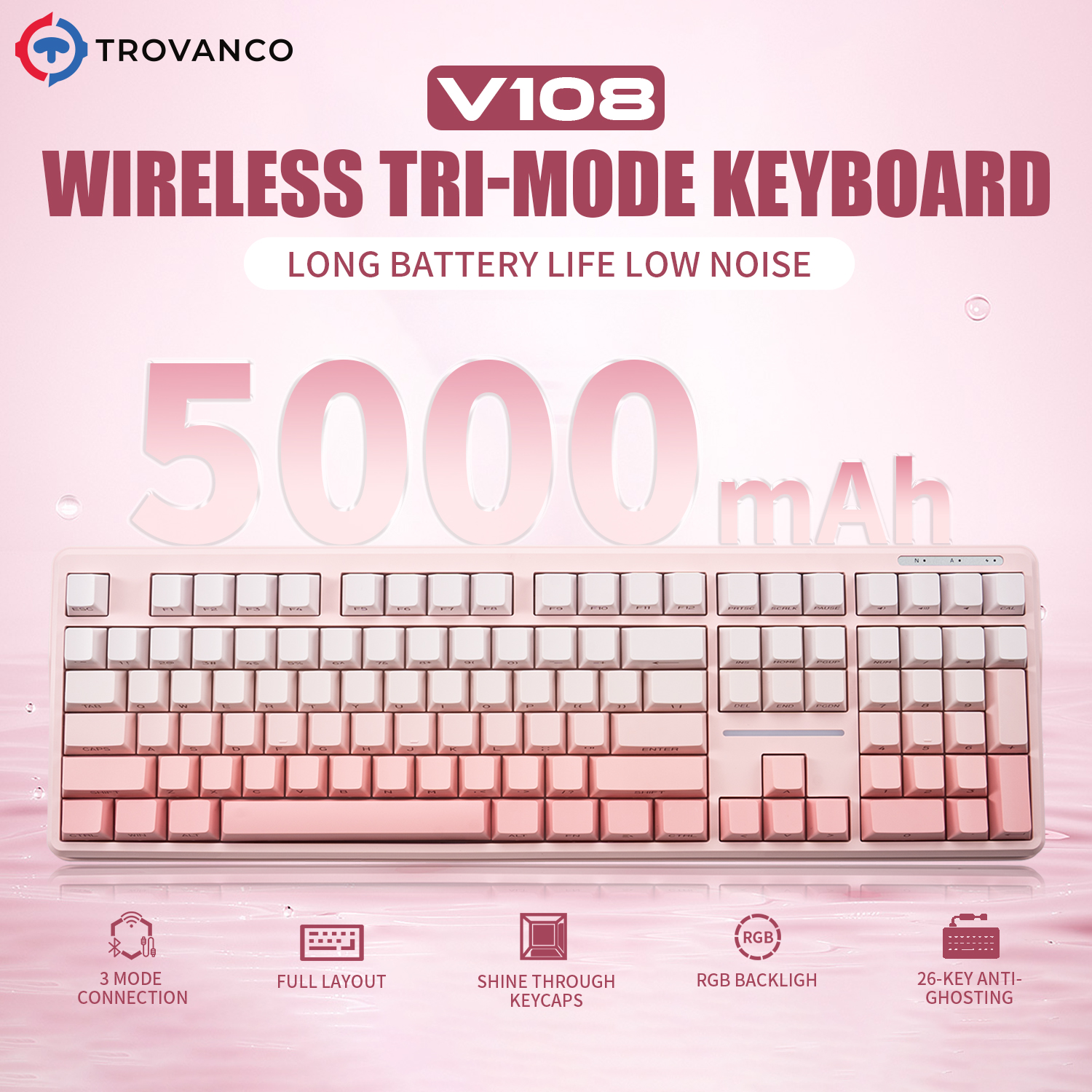 Gaming Keyboard No Noise - V108 블루투스 키보드 유선 및 무선