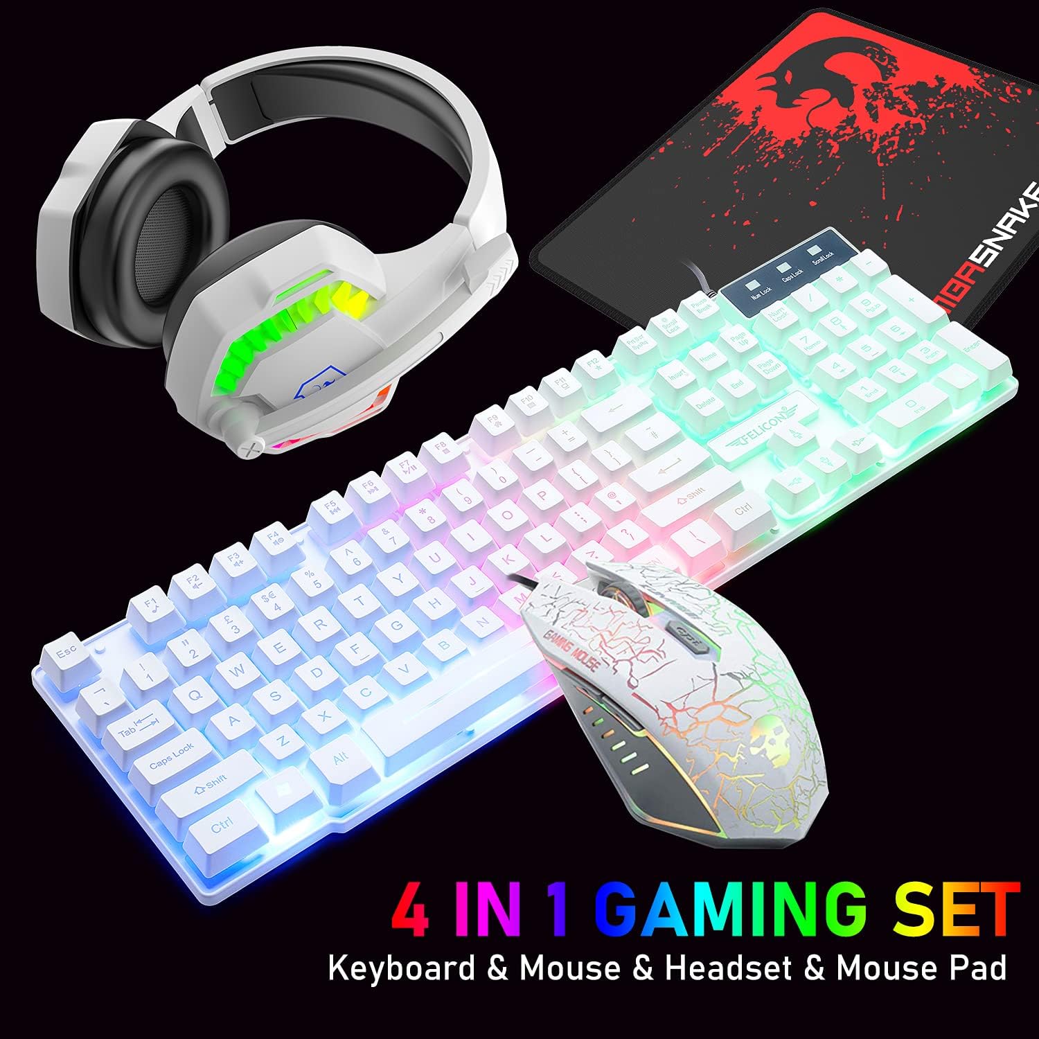 Gaming Keyboard And Mouse Combo - MAMBASNAKE T11 영국 100% 게이밍 키보드&마우스&헤드셋&마우스