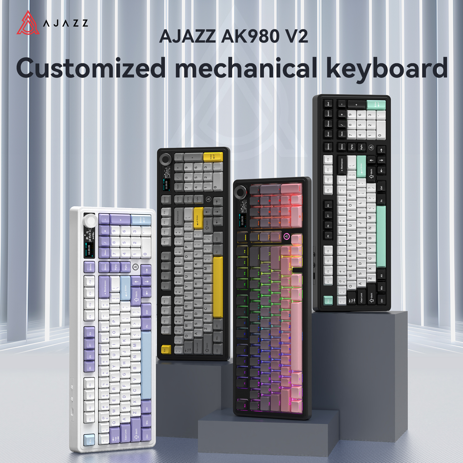 Gaming Keyboard No Noise - AJAZZ AK980 V2 3 모드 유선