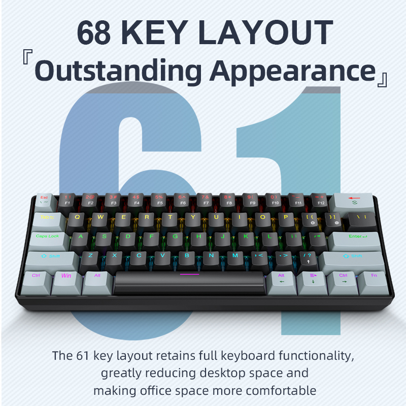 Gaming Keyboard Thocky - APAYADO K61 미니 기계식 키보드, 유선,