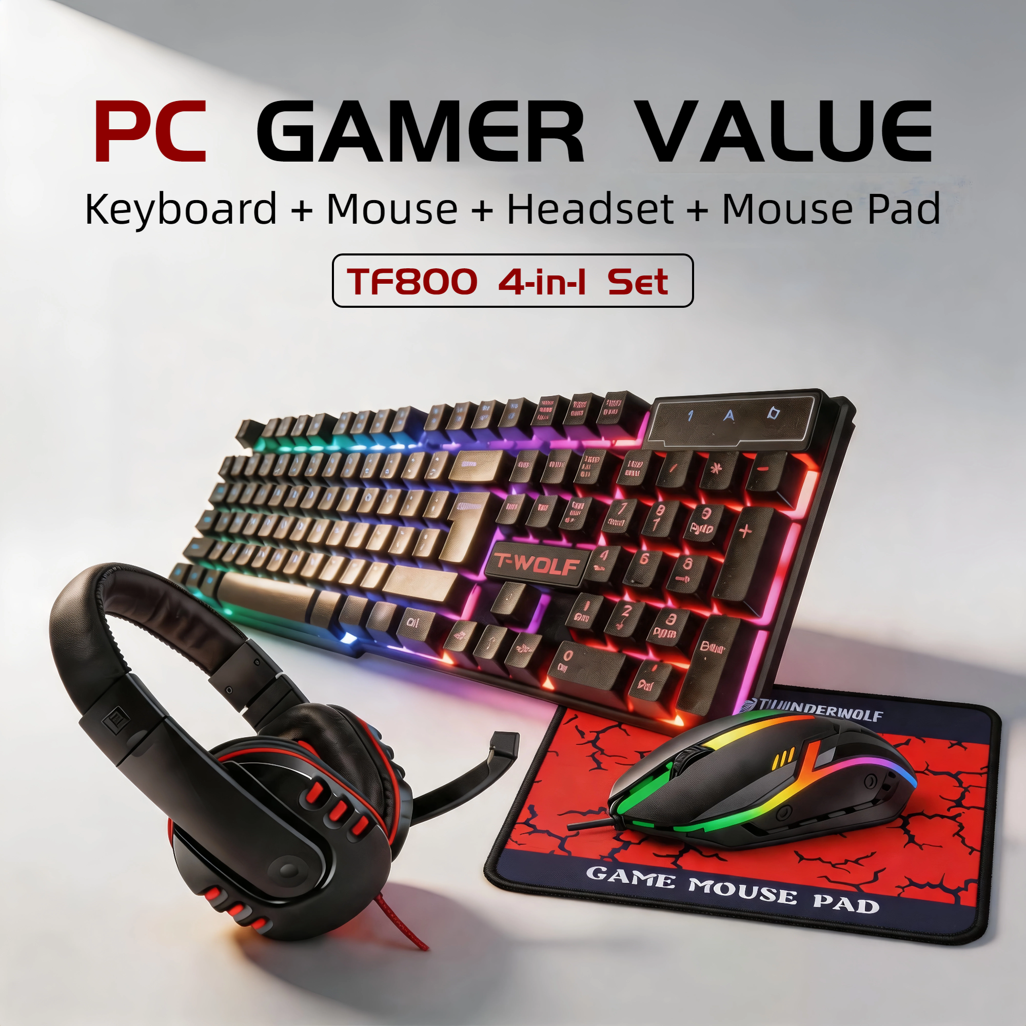 Gaming Keyboard Mouse And Headset Combo - 4 in 1 게이밍 콤보 세트