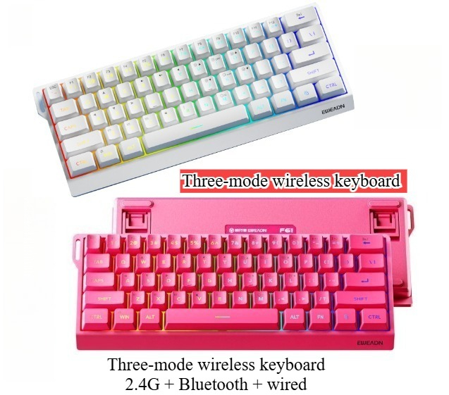 Gaming Keyboard No Noise - 61키 무선 미니 키보드 블루투스+2.4G 유선