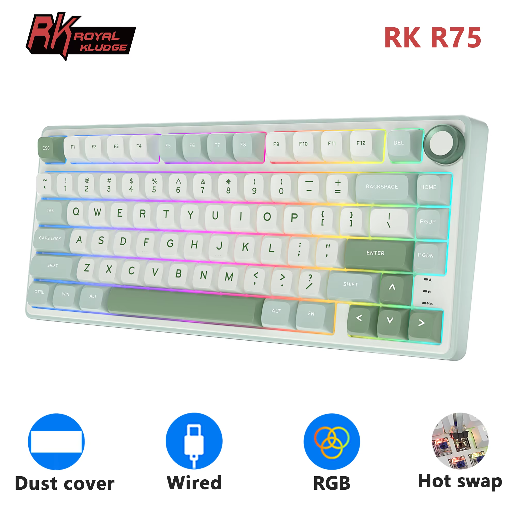 Gaming Keyboard Thocky - RK Royal Kludge R75 가스켓 유선