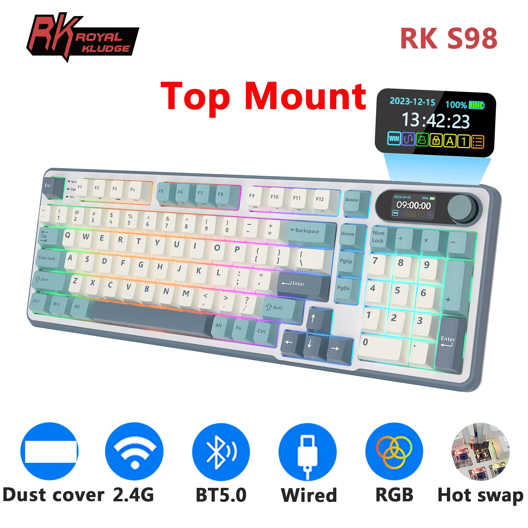 Gaming Keyboard Thocky - RK ROYAL KLUDGE S98 한국어 기계식