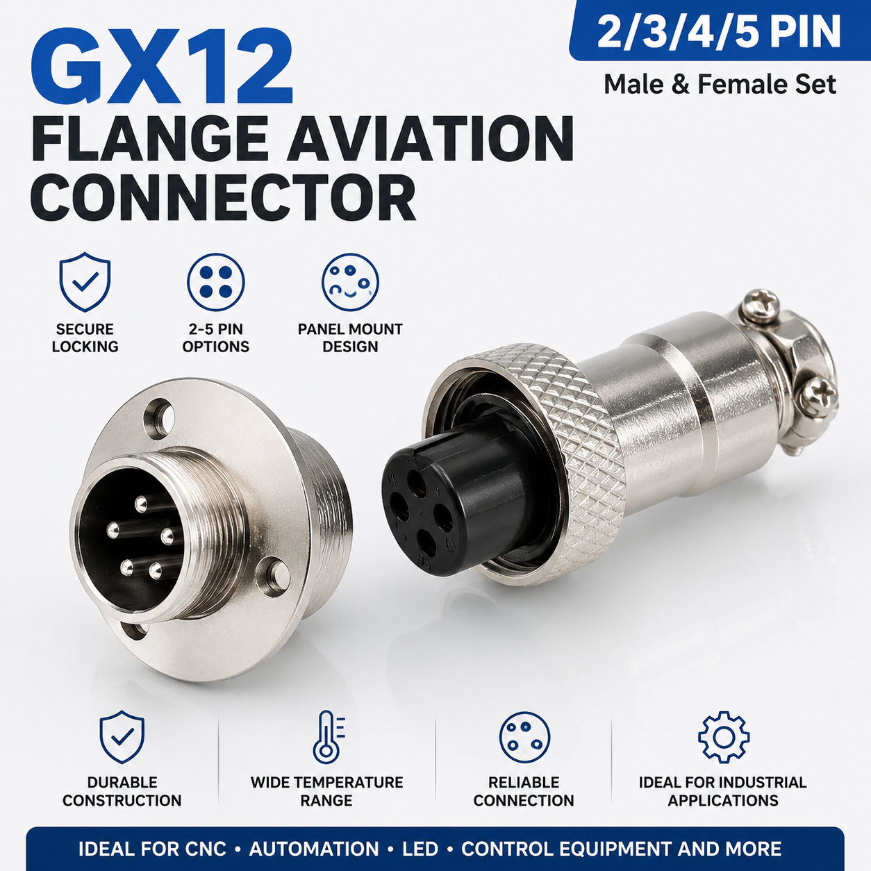 Aviator Connector Kit - GX12 항공 커넥터 M16 원형 소켓
