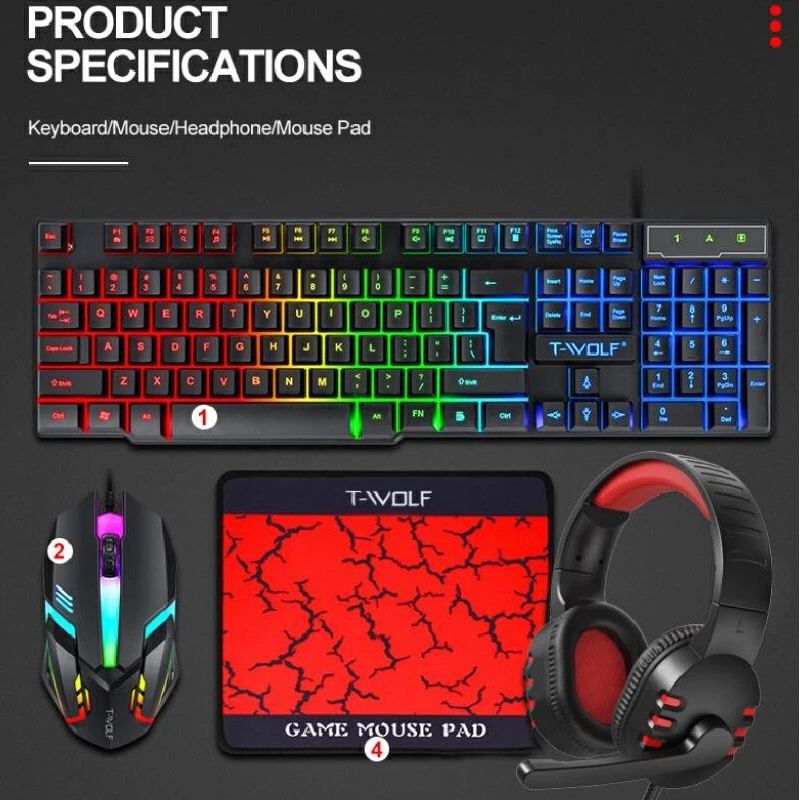 Gaming Keyboard Mouse And Headset Combo - 스페인어 러시아어 키보드 레이아웃 게이밍 콤보