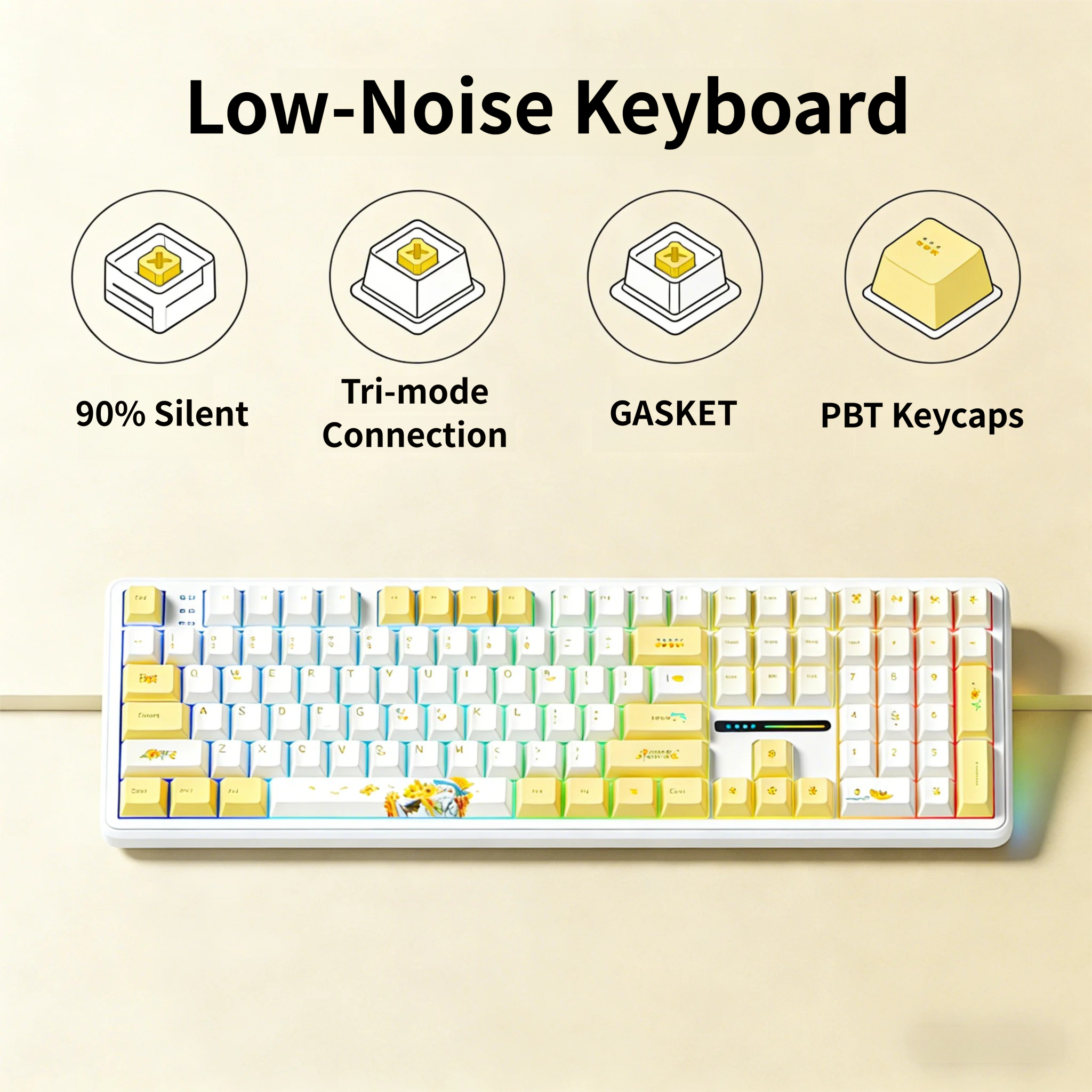 Gaming Keyboard No Noise - AULA F108 무선 키보드 저소음 스위치