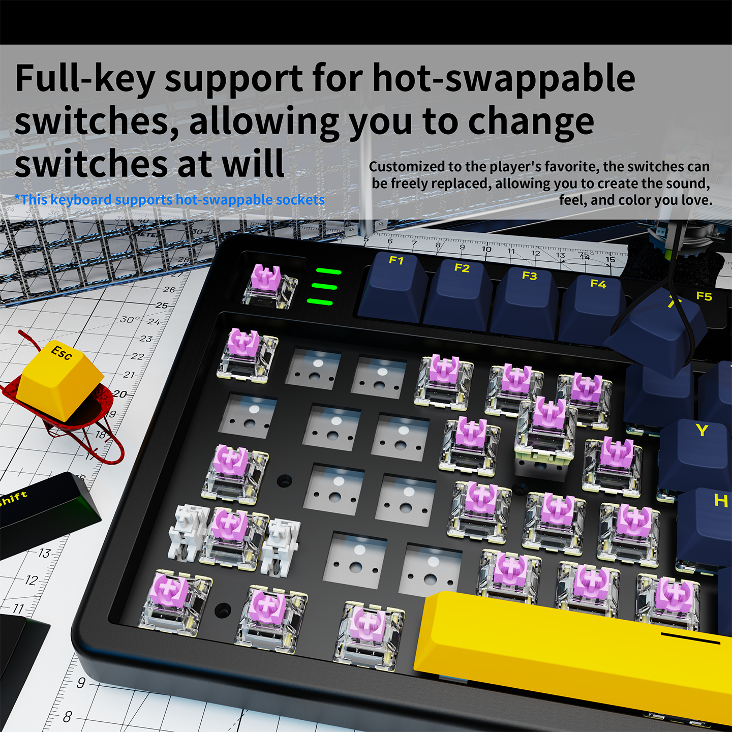 Keyboard Gaming Blue Switch - LDON LX106 무선 기계식 키보드 106키