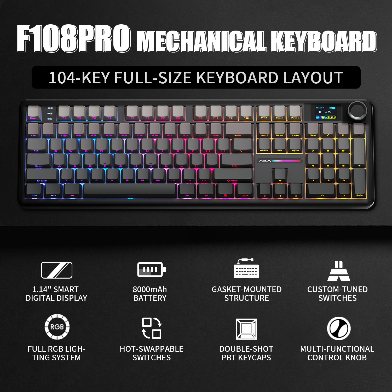 Gaming Keyboard Thocky - AULA F108 PRO 기계식 키보드 커스텀