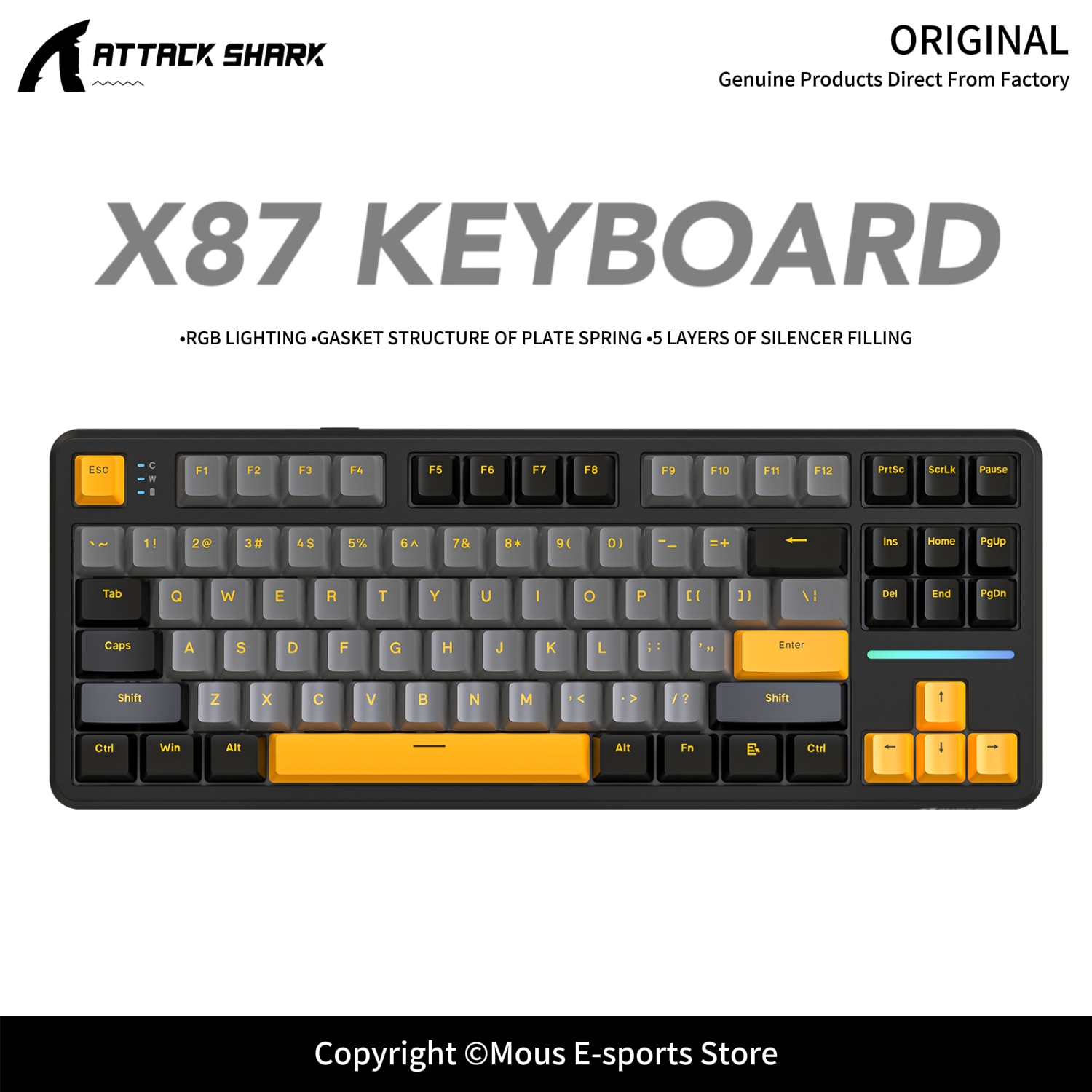 Gaming Keyboard Half - X87 ATTACK SHARK 무선 기계식 키보드