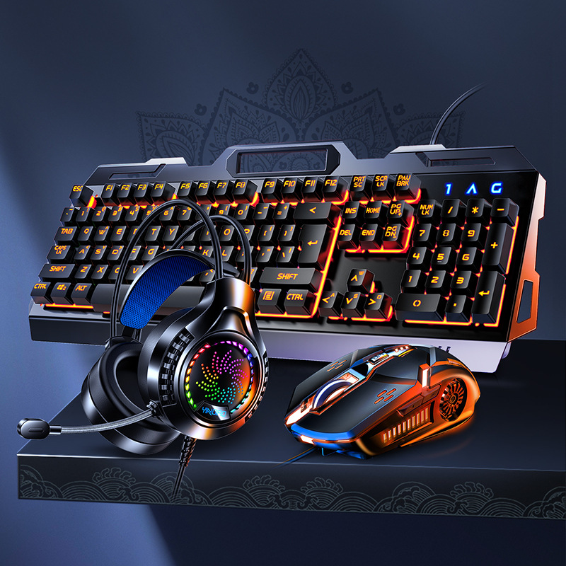 Gaming Keyboard Mouse And Headset Combo - V2g5 게이밍 기계식 핸들 금속 키보드