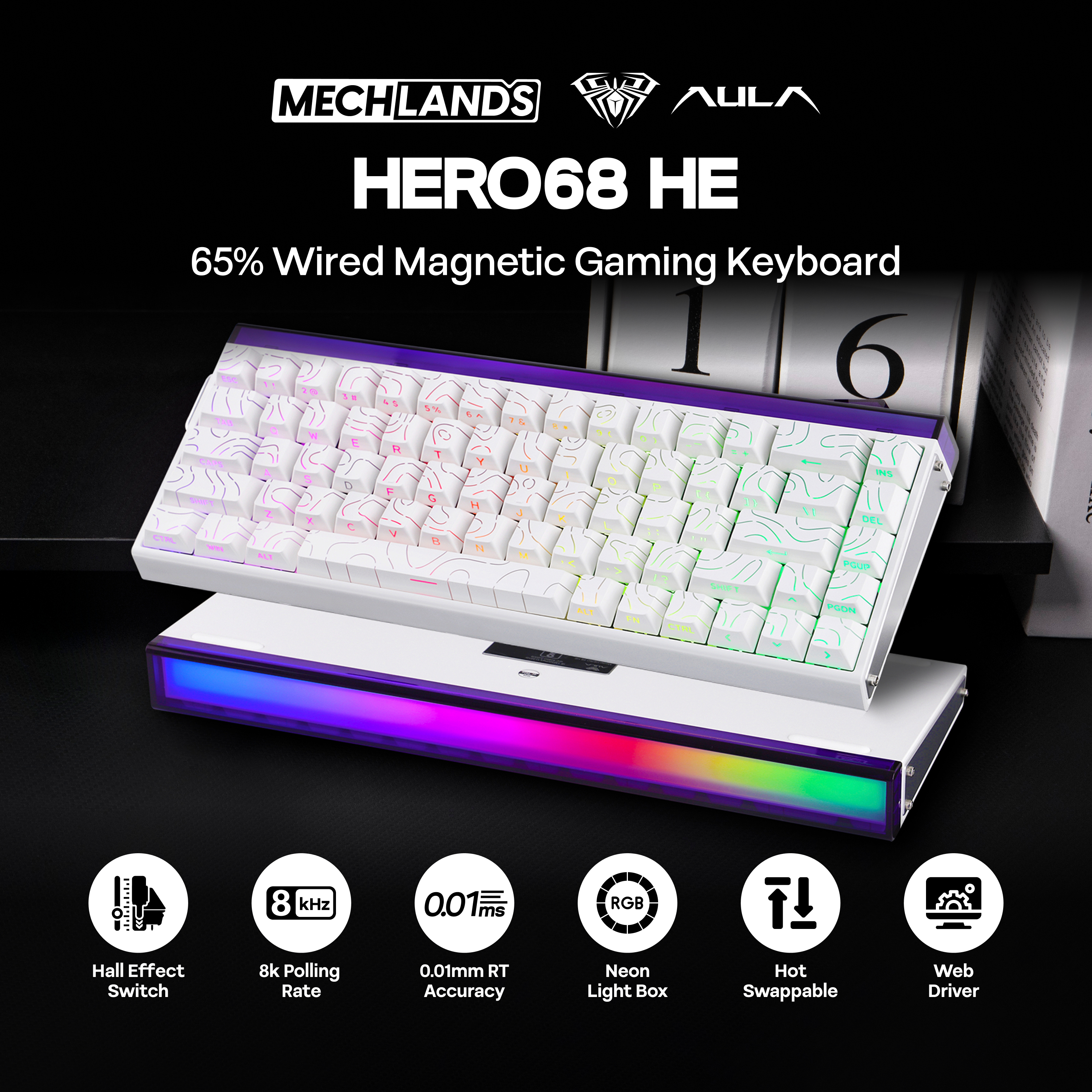 AULA Hero68 HE 65% ANSI US 레이아 - Gaming Keyboard Hall Effect Switches 리뷰 및 가격