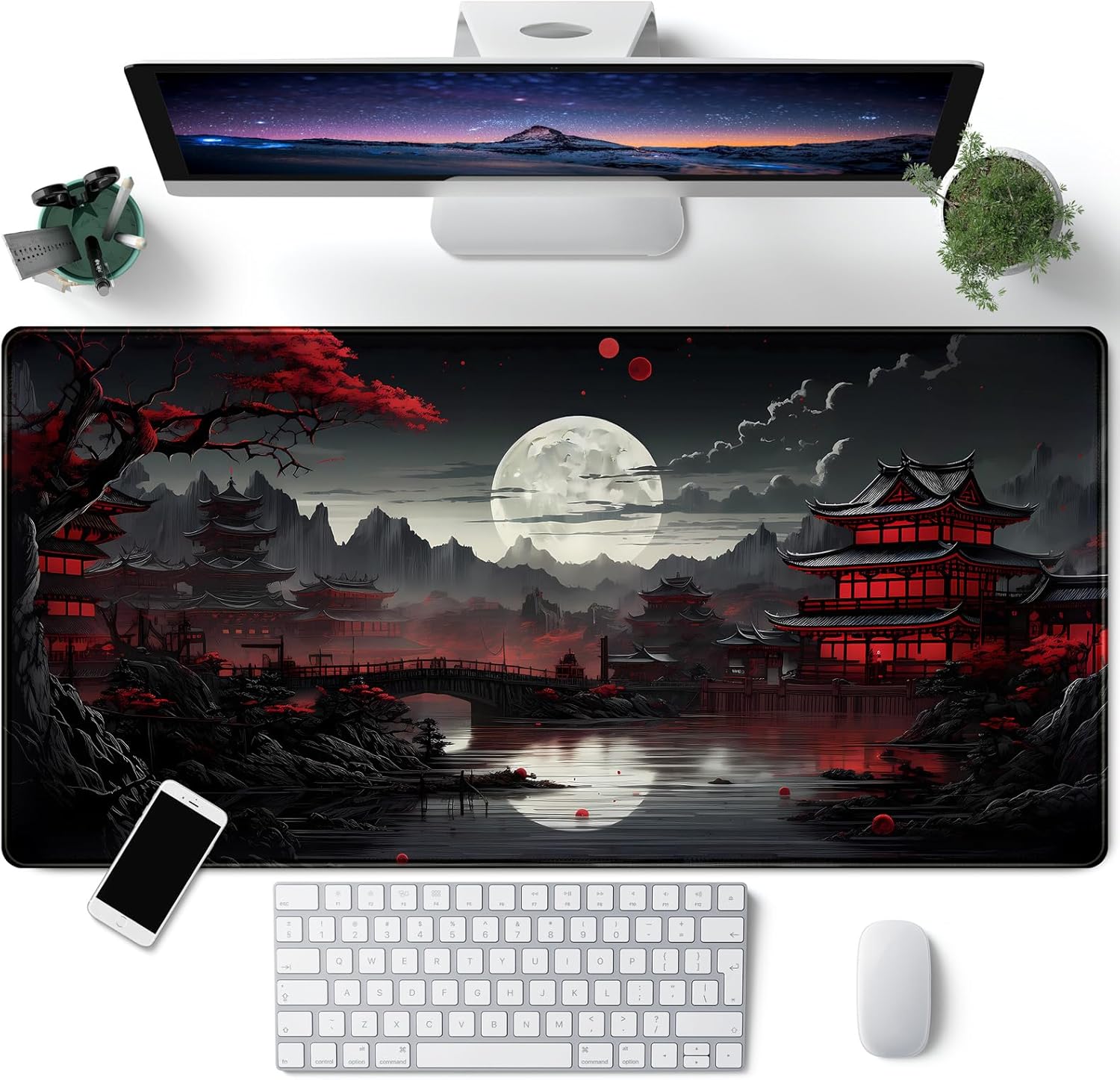 일본 책상 매트 리버 사이드 보름달 책상 패드 대형 마 - Gaming Keyboard And Mouse 리뷰 및 가격