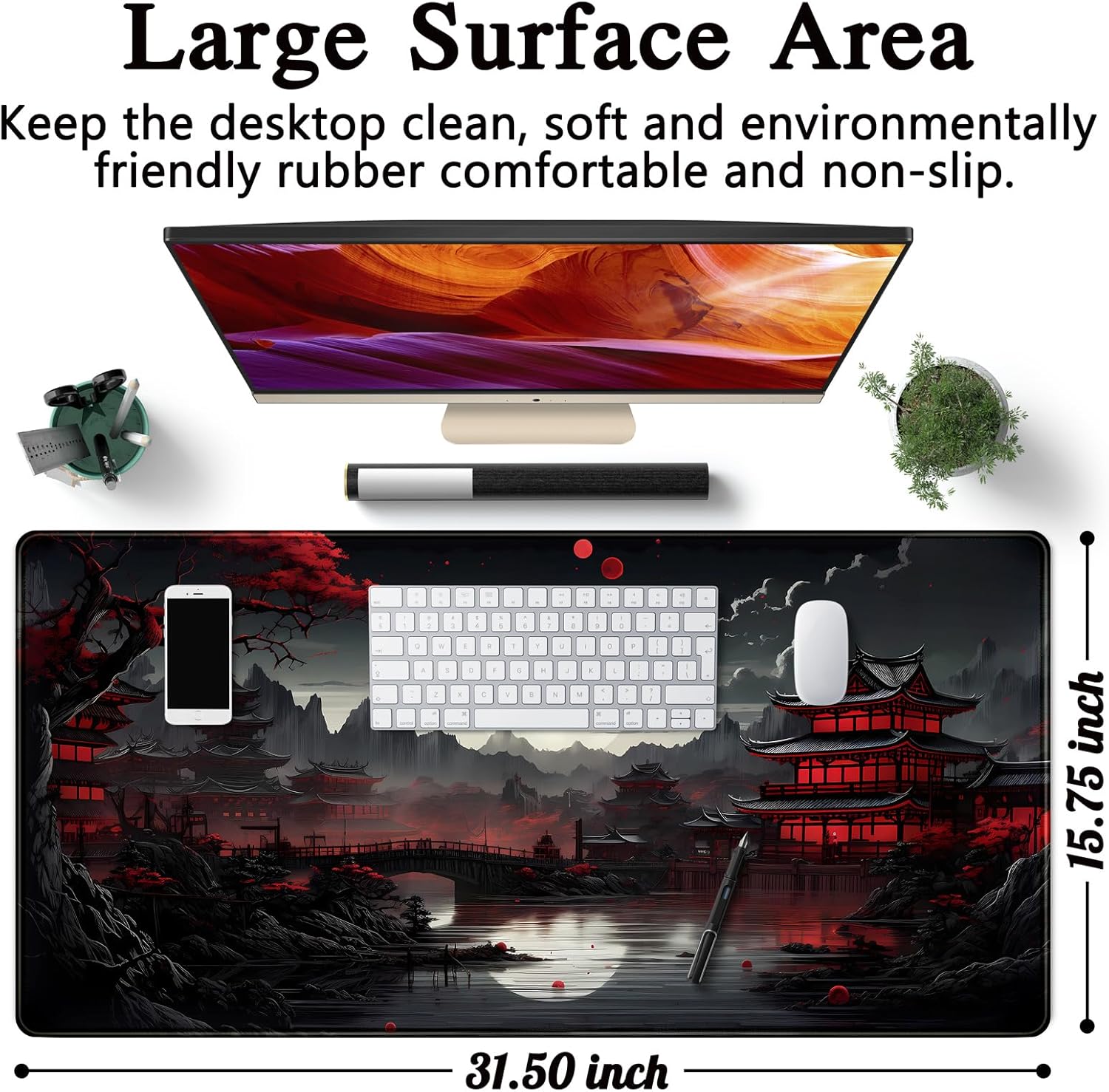 일본 책상 매트 리버 사이드 보름달 책상 패드 대형 마 - Gaming Keyboard And Mouse 리뷰 및 가격