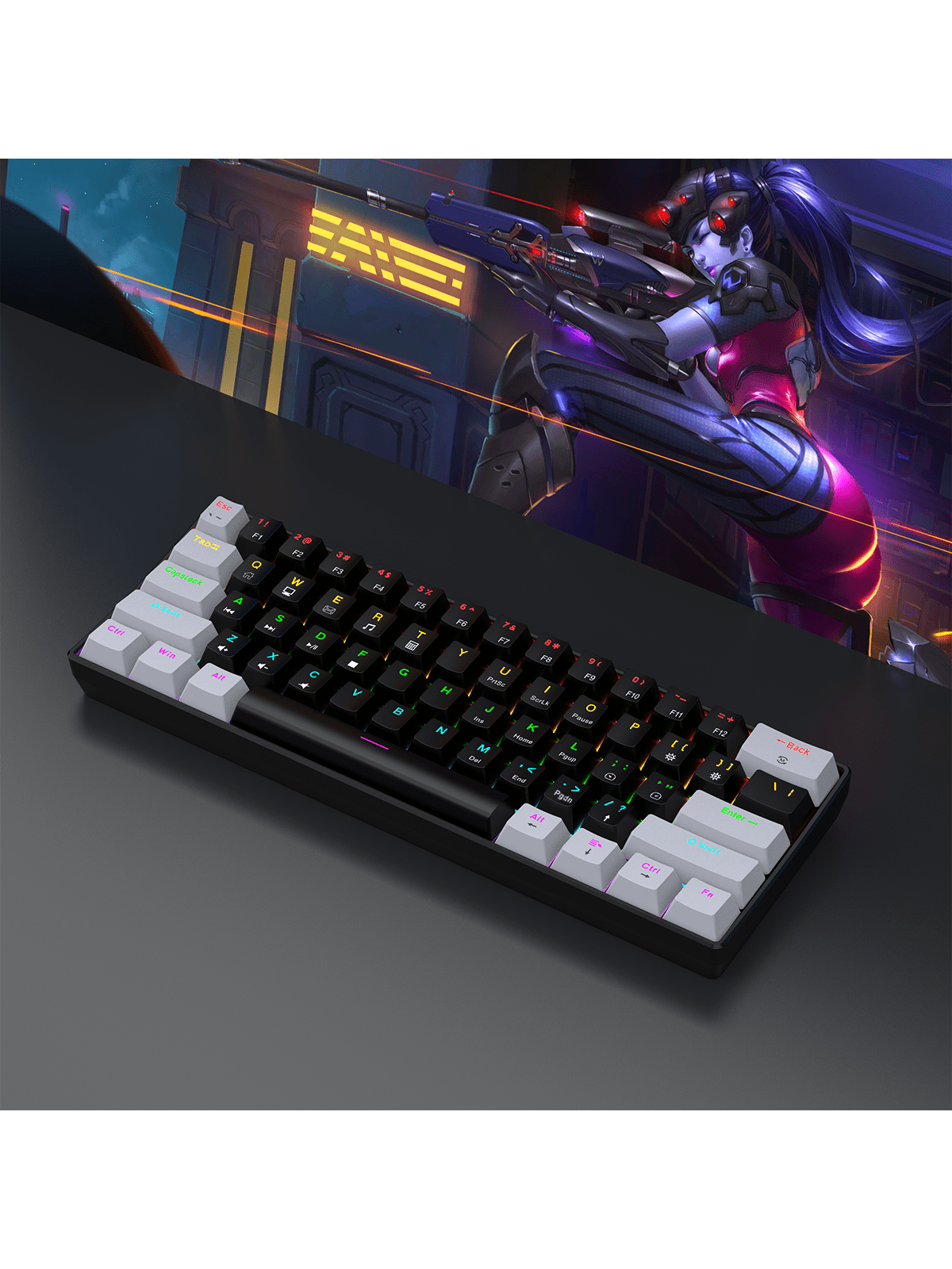 60% 유선 게이밍 기계식 키보드 RGB 백라이트 초소 - Gaming Keyboard 1 Hand 리뷰 및 가격