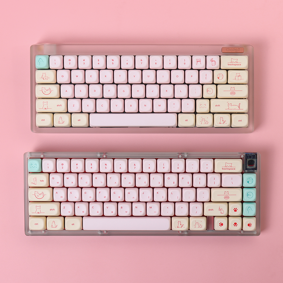 핑크 바쁜 고양이 미니멀리스트 작은 글꼴 사용자 정의  - Gaming Keyboard Mini 리뷰 및 가격
