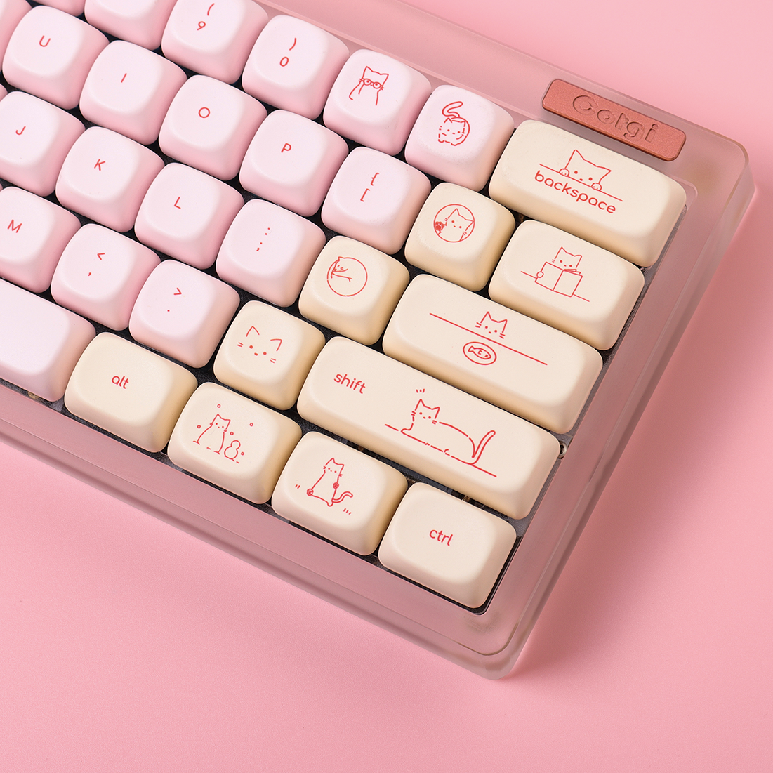 핑크 바쁜 고양이 미니멀리스트 작은 글꼴 사용자 정의  - Gaming Keyboard Mini 리뷰 및 가격