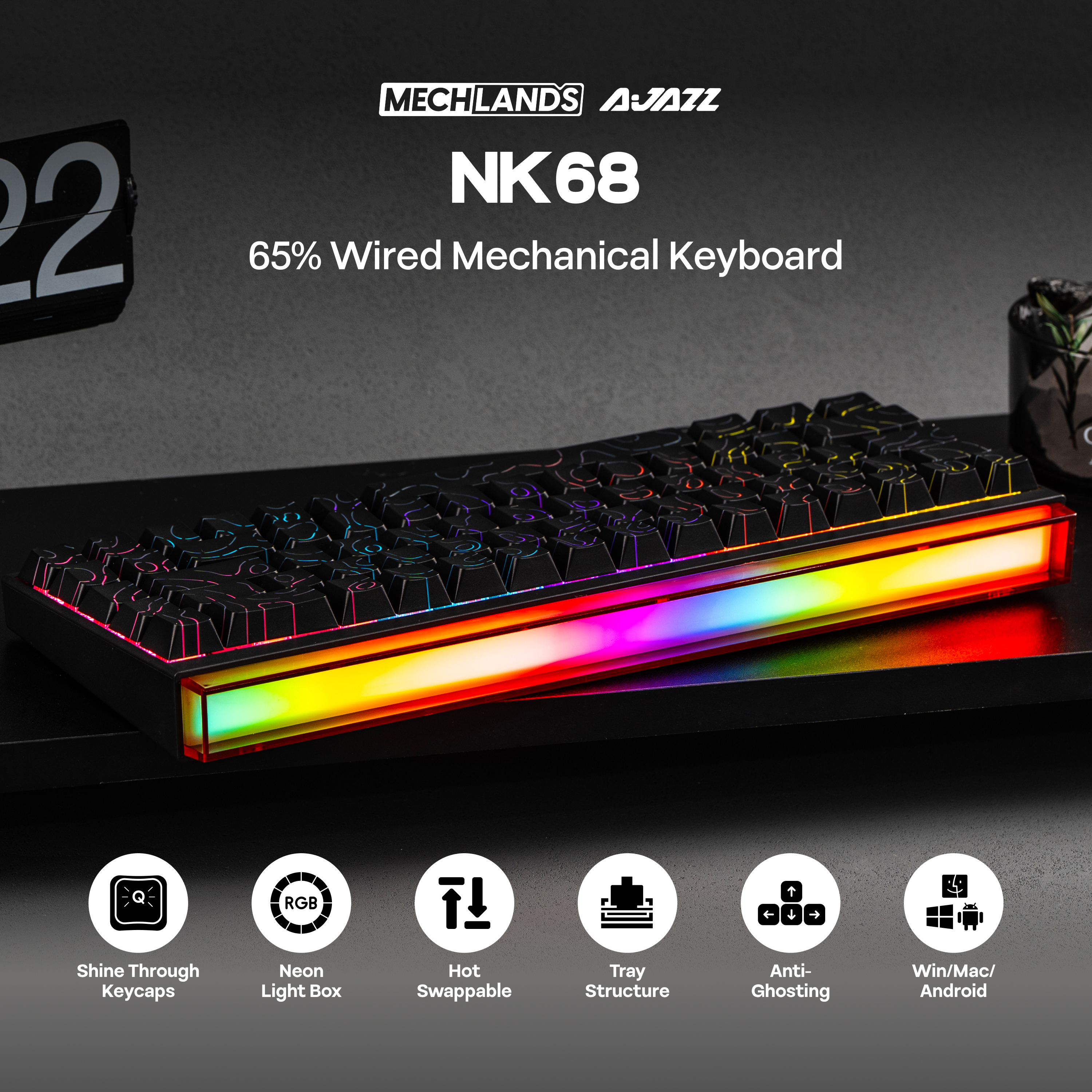 AJAZZ NK68 65% 컴팩트 핫스왑 유선 기계식  - Keyboard Gaming Mac 리뷰 및 가격