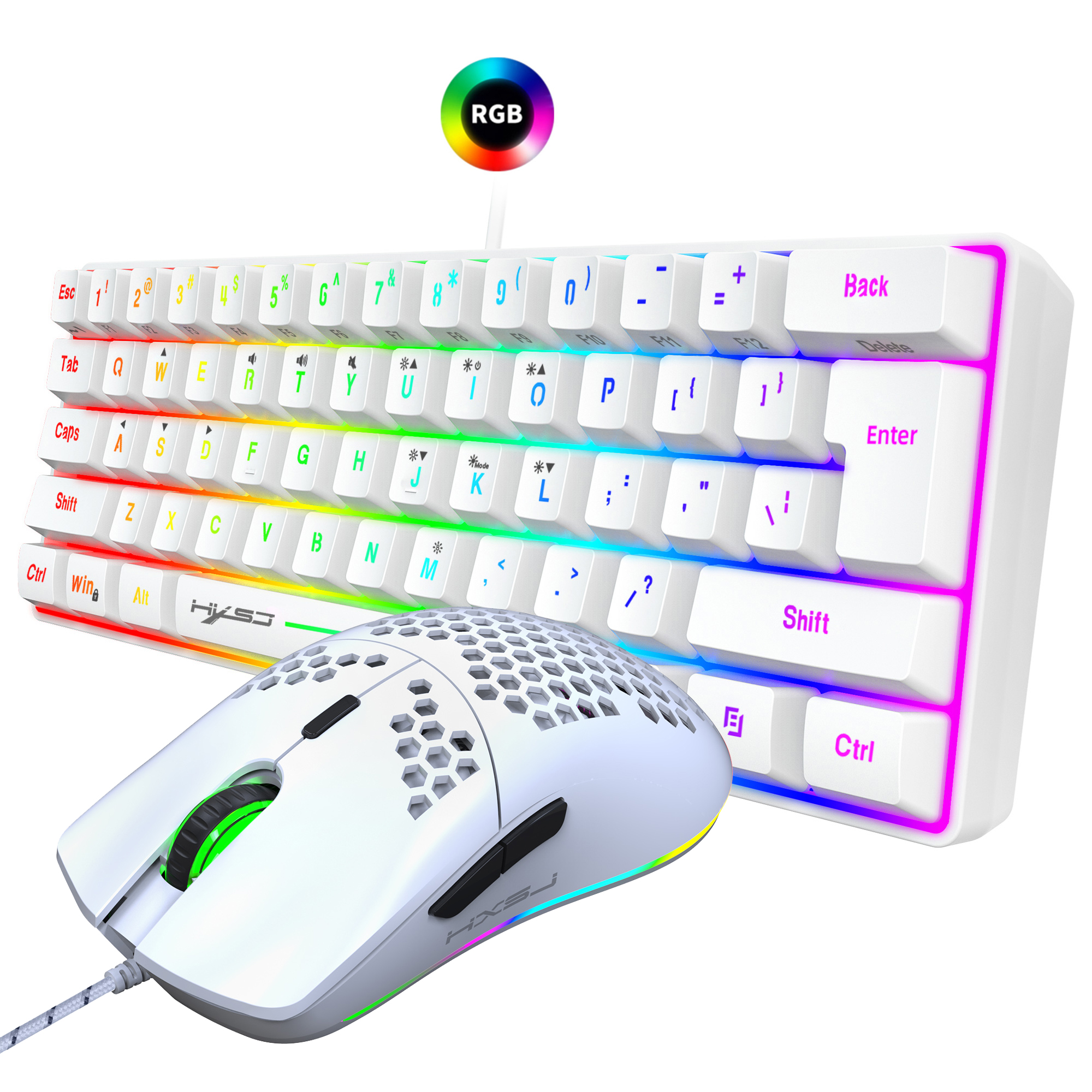 인기 판매 HXSJ 61키 V700 RGB 발광 기계식 - Gaming Keyboard And Mouse Combo 리뷰 및 가격
