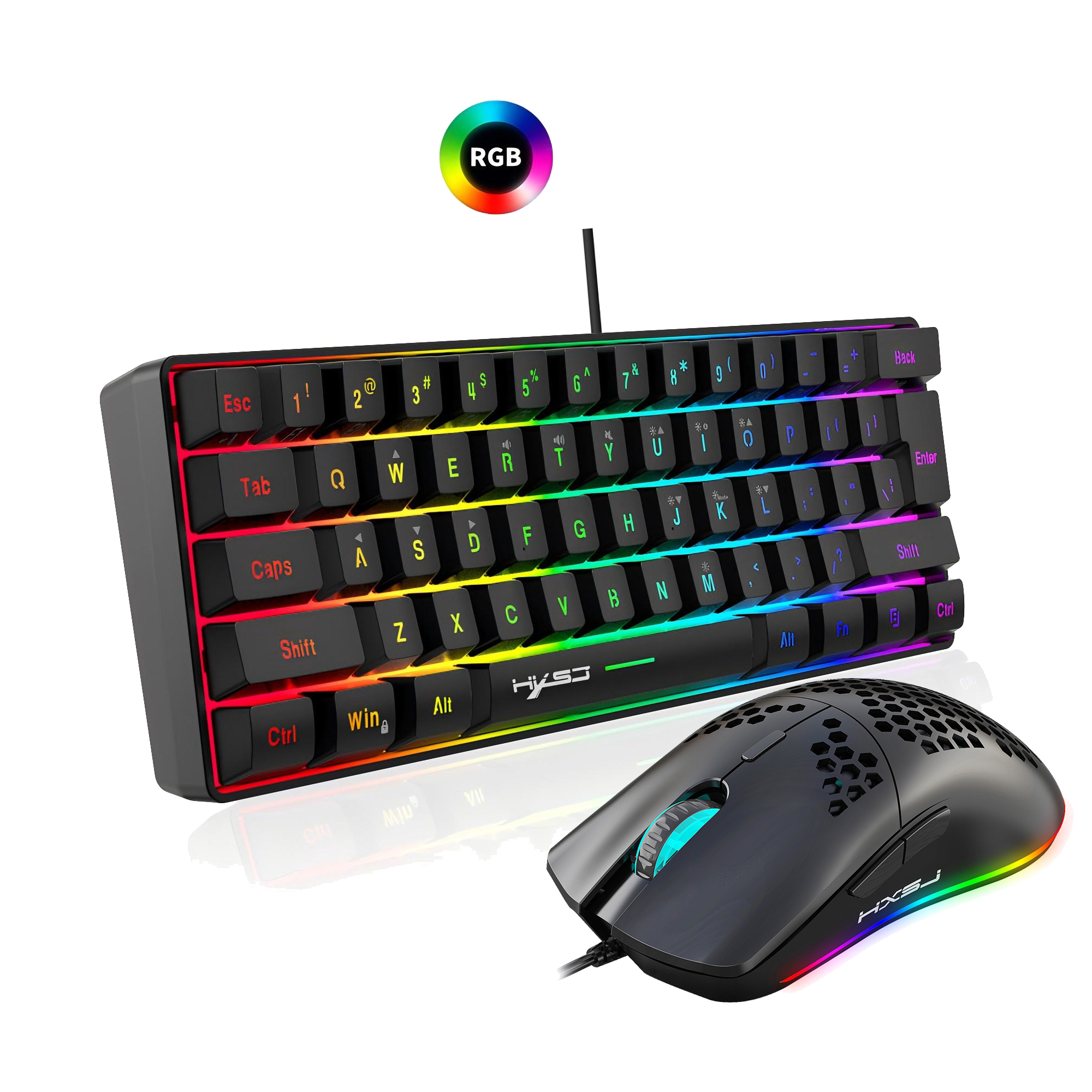 인기 판매 HXSJ 61키 V700 RGB 발광 기계식 - Gaming Keyboard And Mouse Combo 리뷰 및 가격