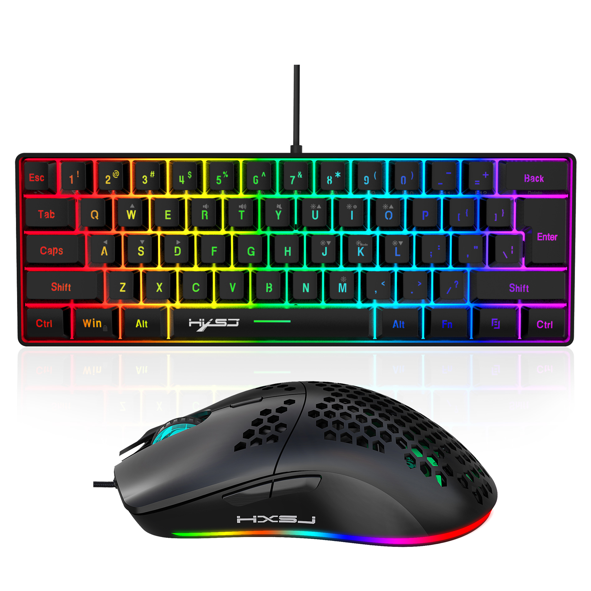 인기 판매 HXSJ 61키 V700 RGB 발광 기계식 - Gaming Keyboard And Mouse Combo 리뷰 및 가격