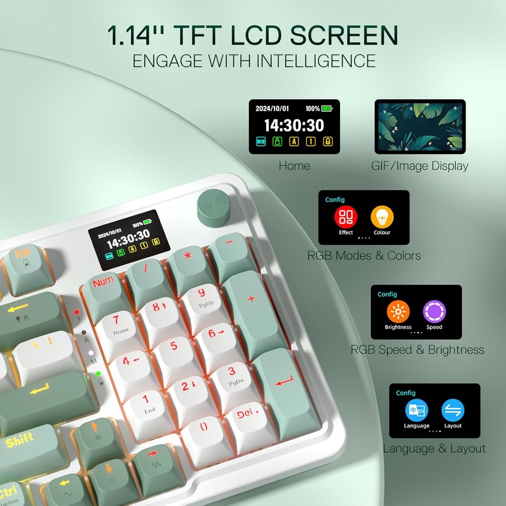 95키 무선 게이밍 키보드: 기계식, TFT 디스플레이 - Gaming Keyboard No Noise 리뷰 및 가격