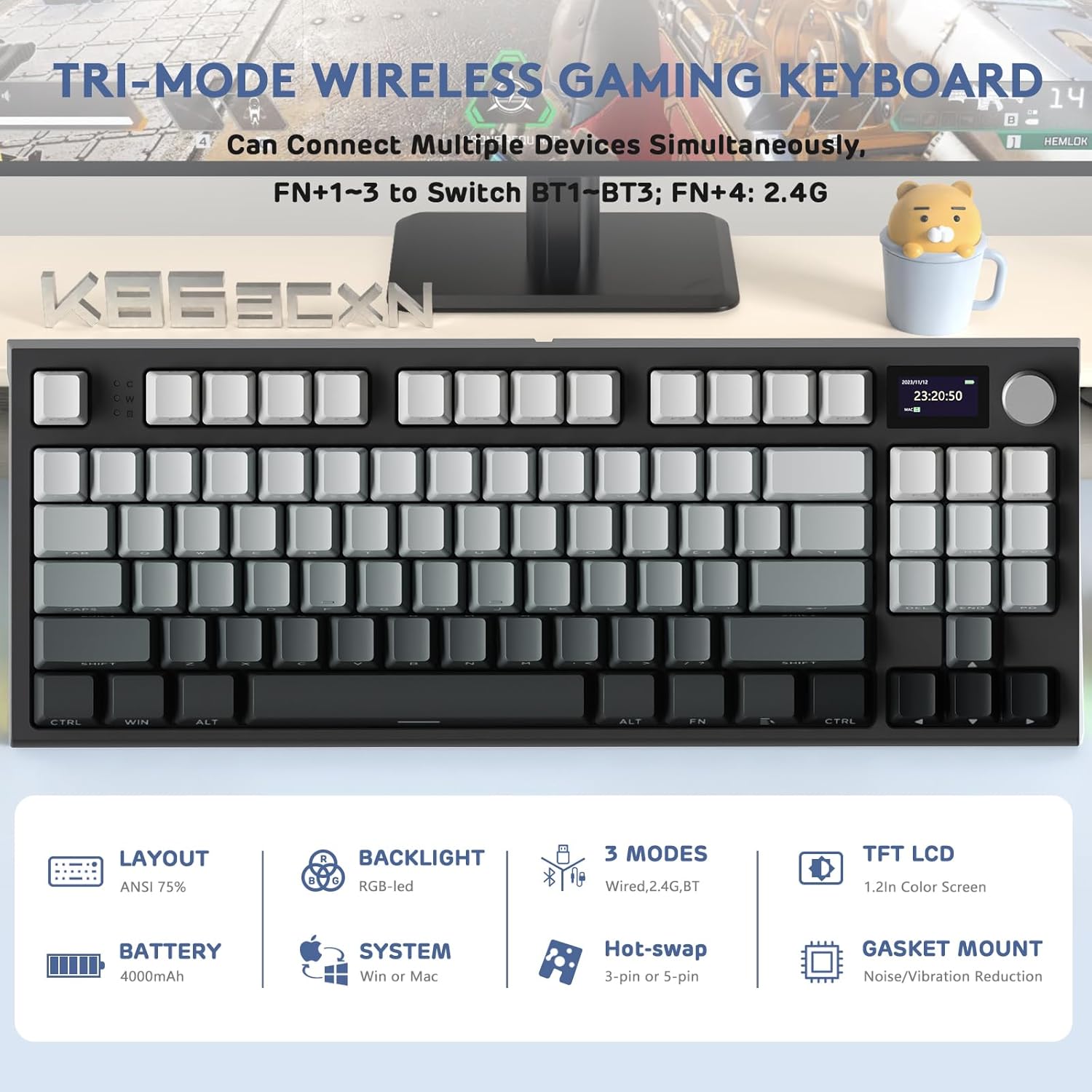 ATTACK SHARK K86 RGB 75% 무선 가스 - Gaming Keyboard Thocky 리뷰 및 가격