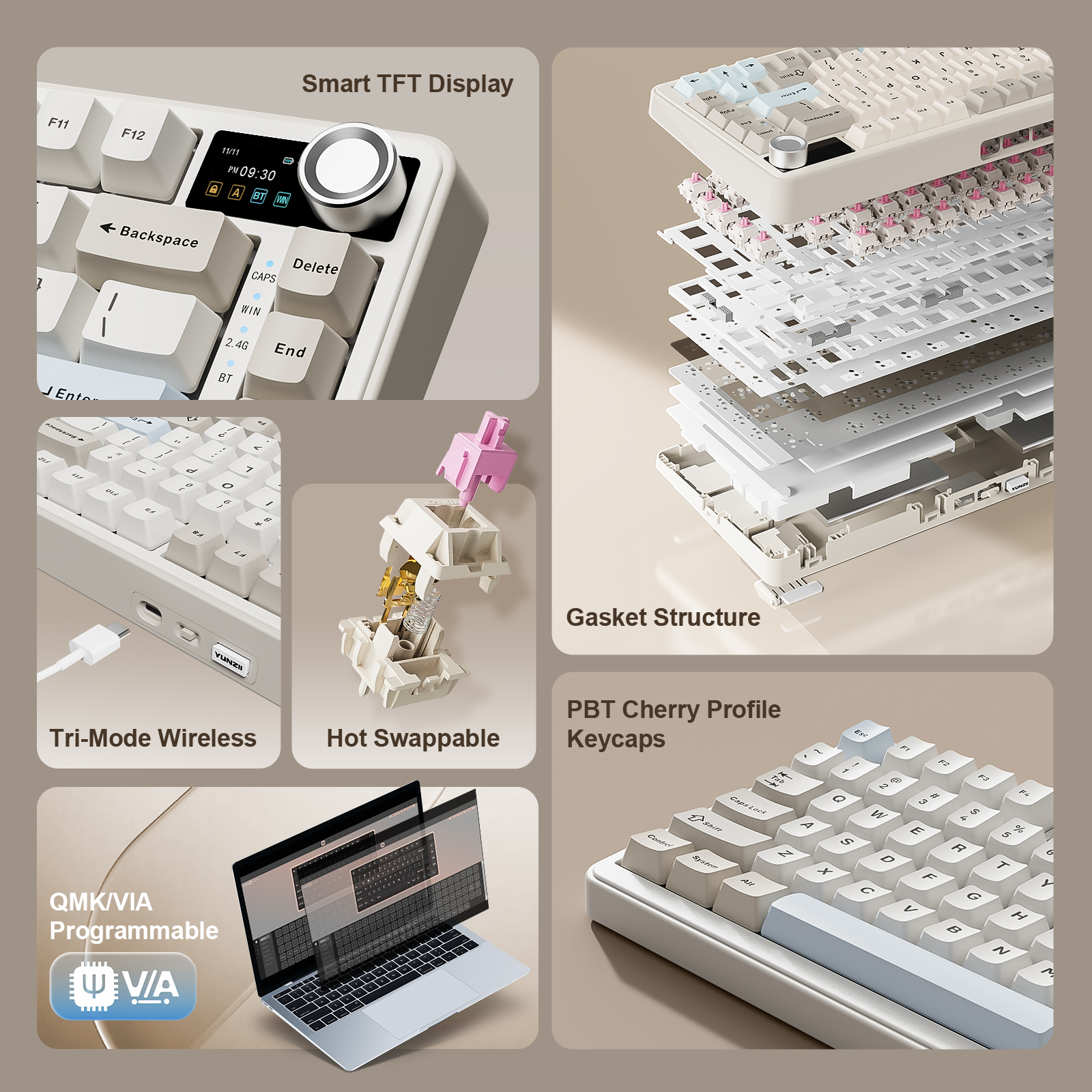 YUNZII B75 PRO MAX 무선 기계식 키보드, - Keyboard Gaming Mac 리뷰 및 가격