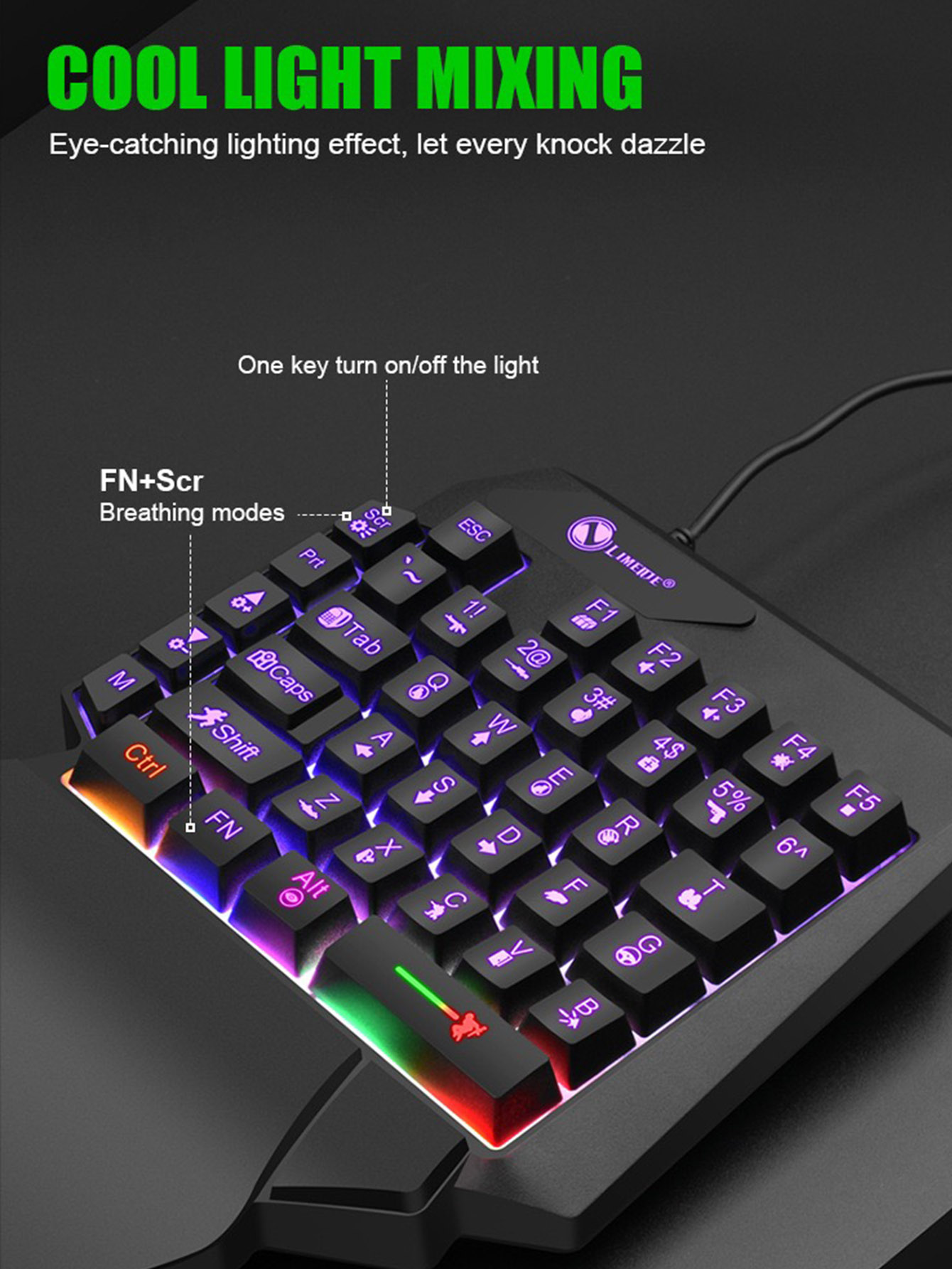 기계식 한 손으로 가벼운 게임 유선 키보드, 라듐 조각 - Gaming Keyboard 1 Hand 리뷰 및 가격