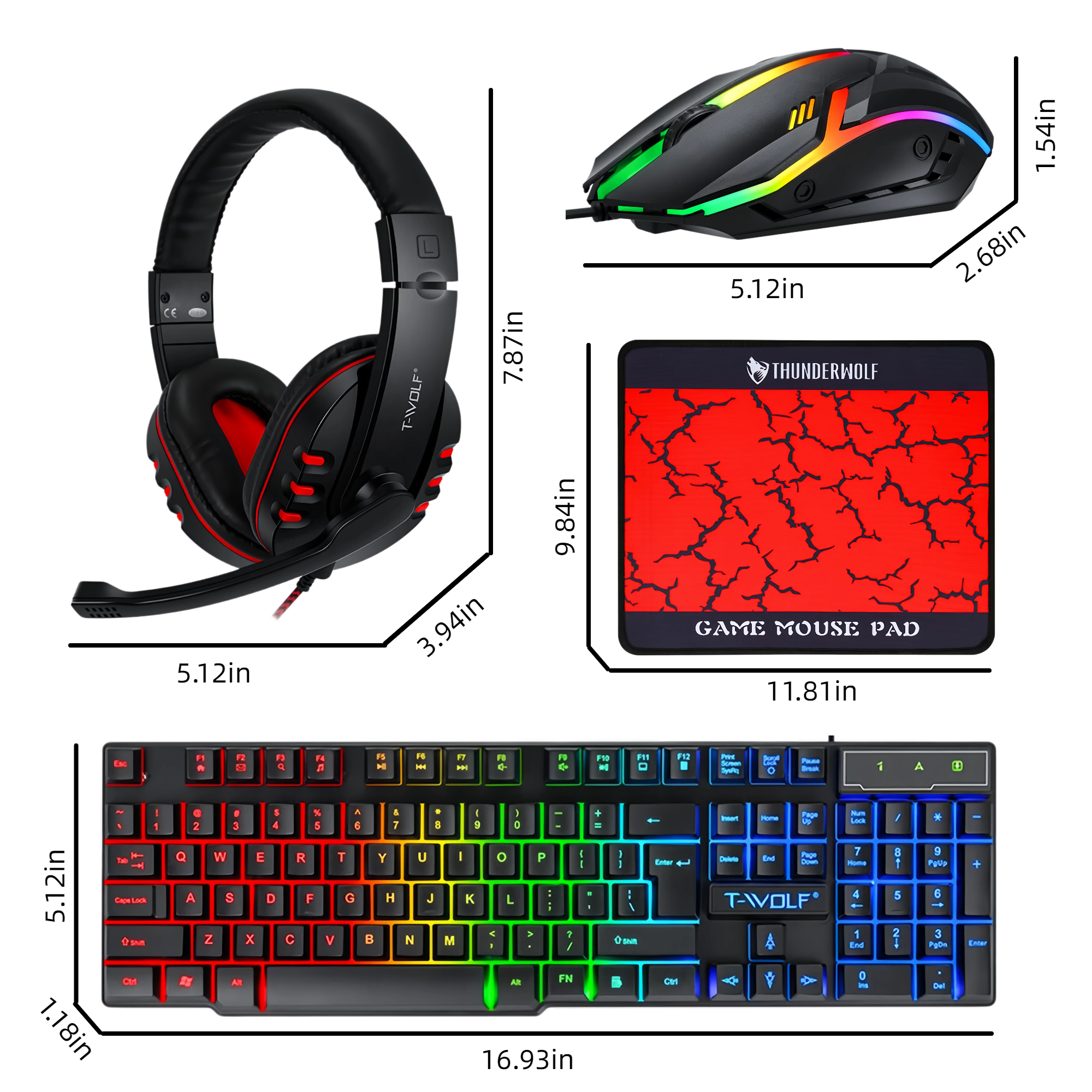 4 in 1 게이밍 콤보 세트 레인보우 LED 키보드  - Gaming Keyboard Mouse And Headset Combo 리뷰 및 가격