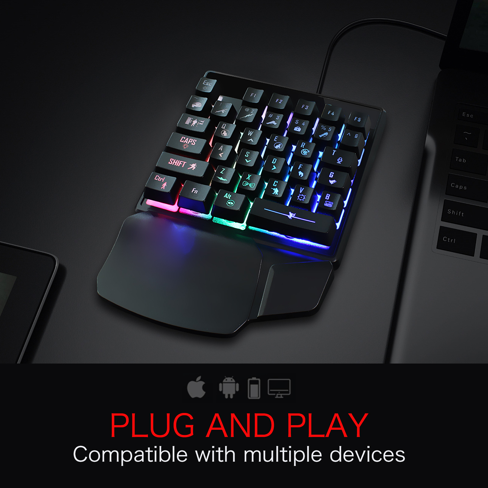 한 손으로 사용하는 게이밍 키보드, 35키 RGB 백라 - Gaming Keyboard Half 리뷰 및 가격