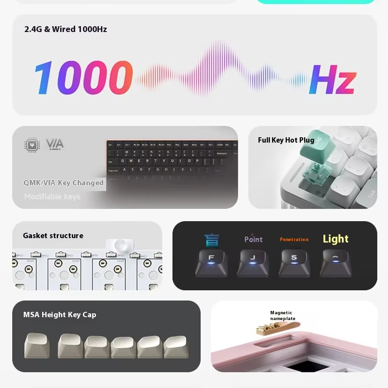 무선 기계식 키보드 3모드 CNC 핫스왑 가스켓 RGB - Gaming Keyboard No Noise 리뷰 및 가격