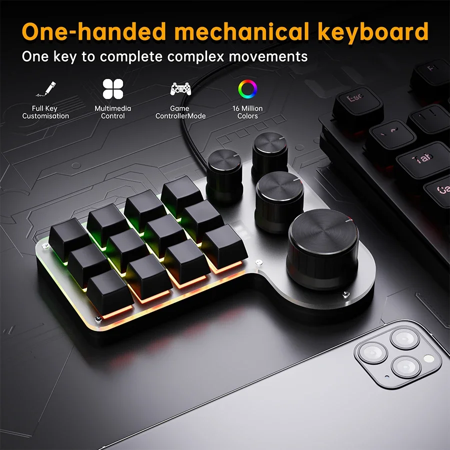 3가지 모드 12키 기계식 키보드 4개 노브 맞춤 프로 - Gaming Keyboard 1 Hand 리뷰 및 가격
