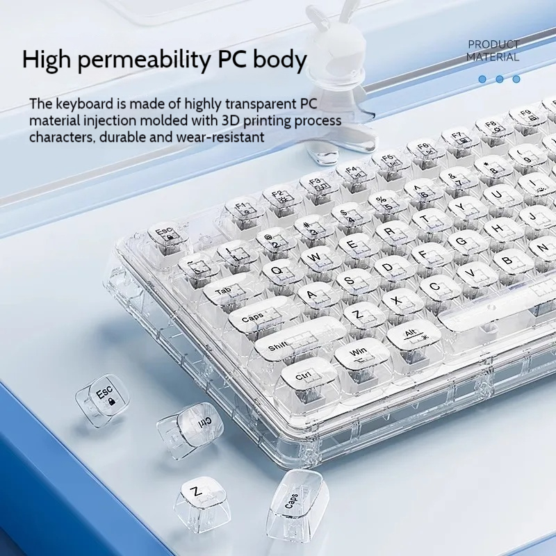 Leilin Z99 얼음 투명 무선 블루투스 크리스탈  - Gaming Keyboard Thocky 리뷰 및 가격