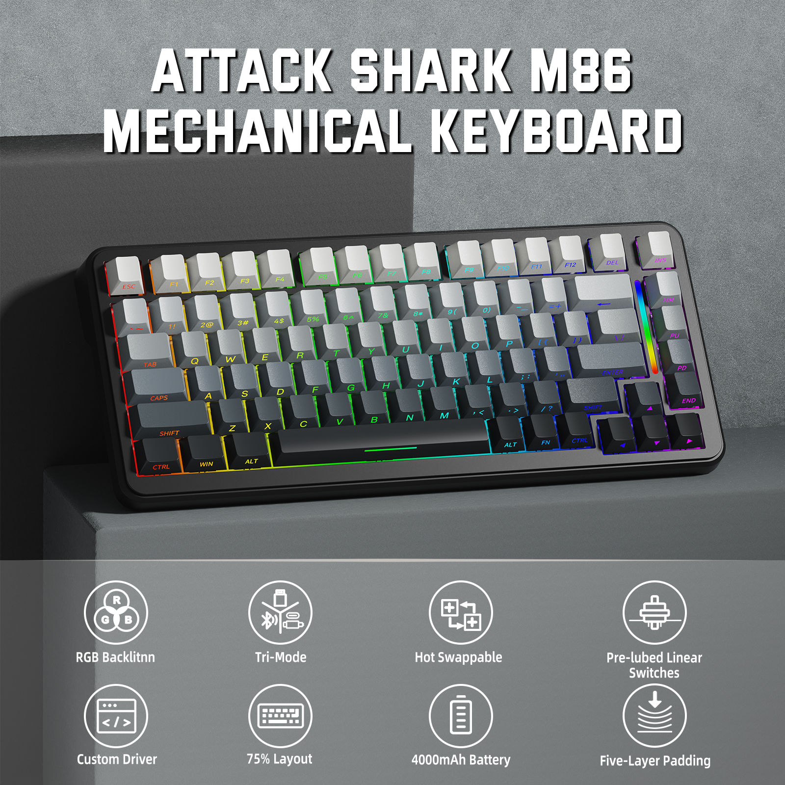 ATTACK SHARK M86 Pro 무선 기계식 키보 - Gaming Keyboard Thocky 리뷰 및 가격