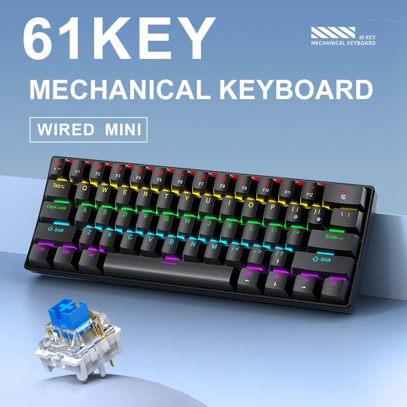 K61 유선 기계식 게이밍 키보드, 60% 61키 미니 - Gaming Keyboard Half 리뷰 및 가격