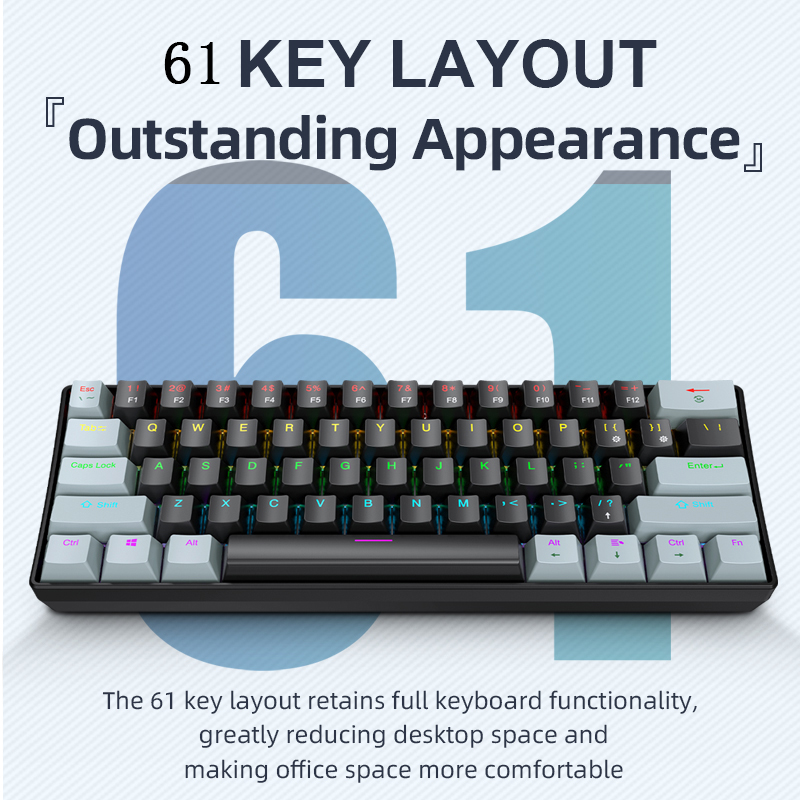 K61 유선 기계식 게이밍 키보드, 60% 61키 미니 - Gaming Keyboard Half 리뷰 및 가격