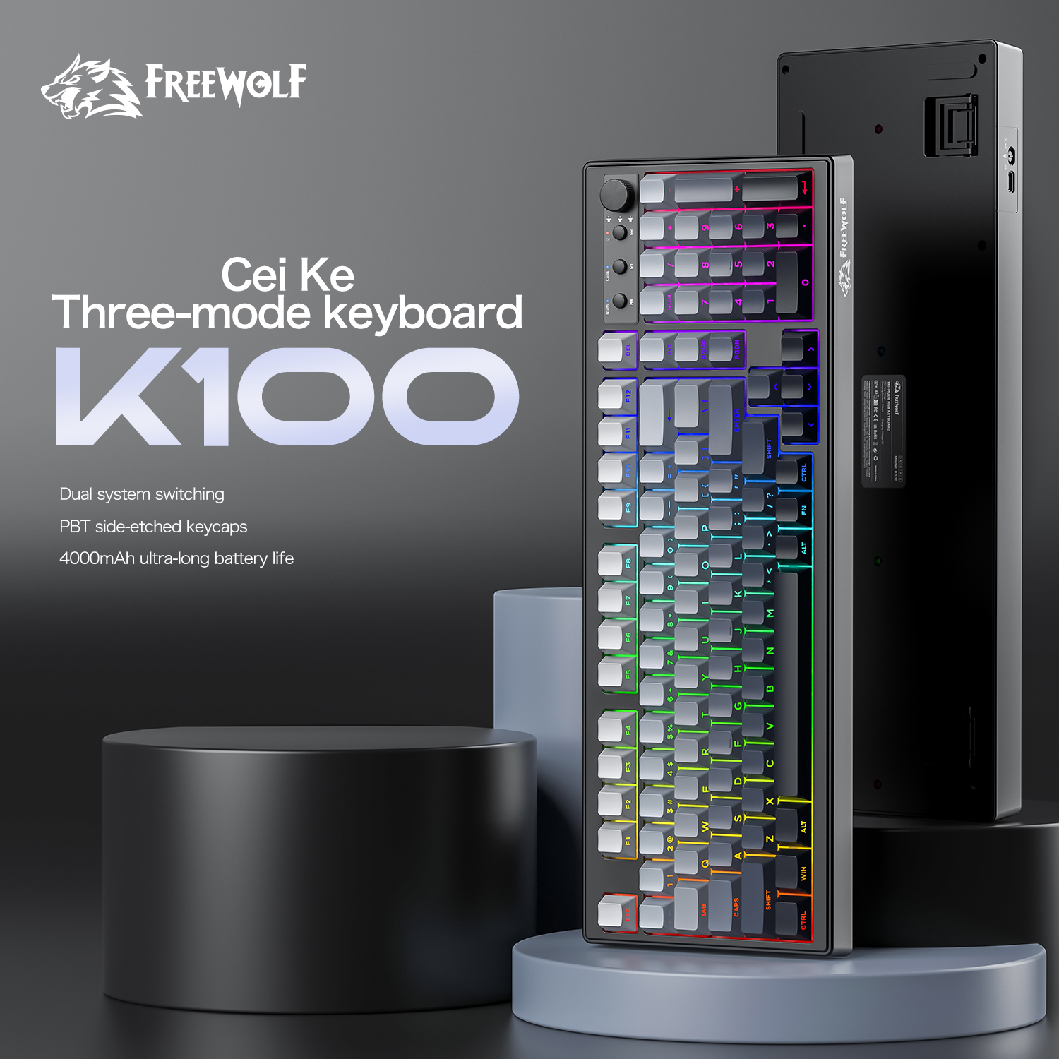 FREEWOLF k100 3모드 무소음 게이밍 키보드, - Keyboard Gaming Mac 리뷰 및 가격