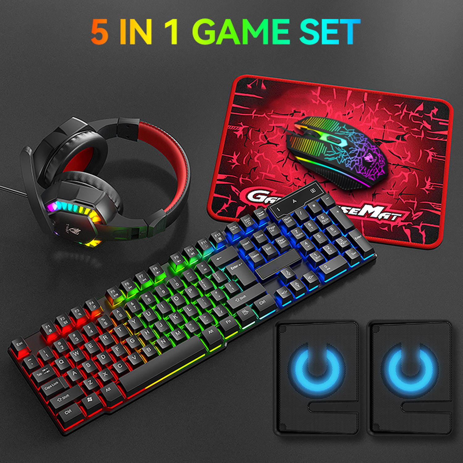 5-in-1 세트 게이밍 콤보 키보드 4색 브리딩 라이 - Gaming Keyboard And Mouse Combo 리뷰 및 가격
