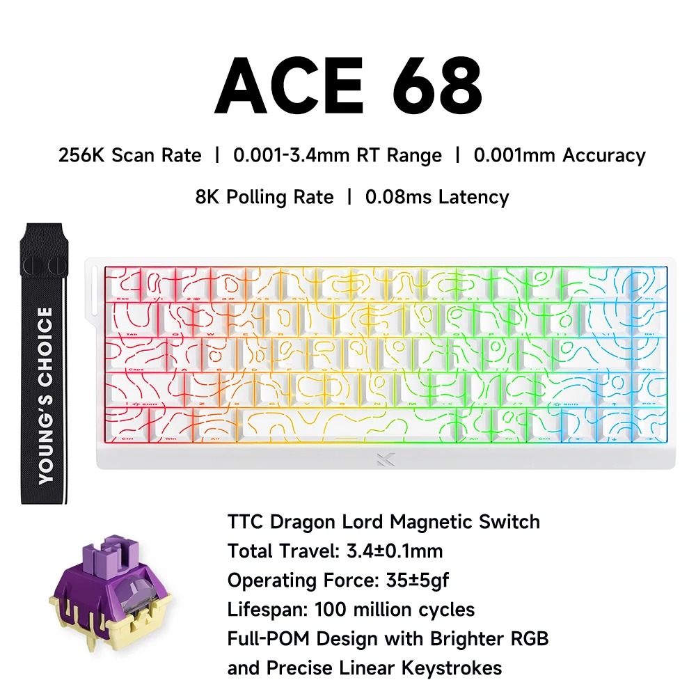 MCHOSE ACE 68 마그네틱 스위치 게이밍 키보드 - Gaming Keyboard Hall Effect Switches 리뷰 및 가격