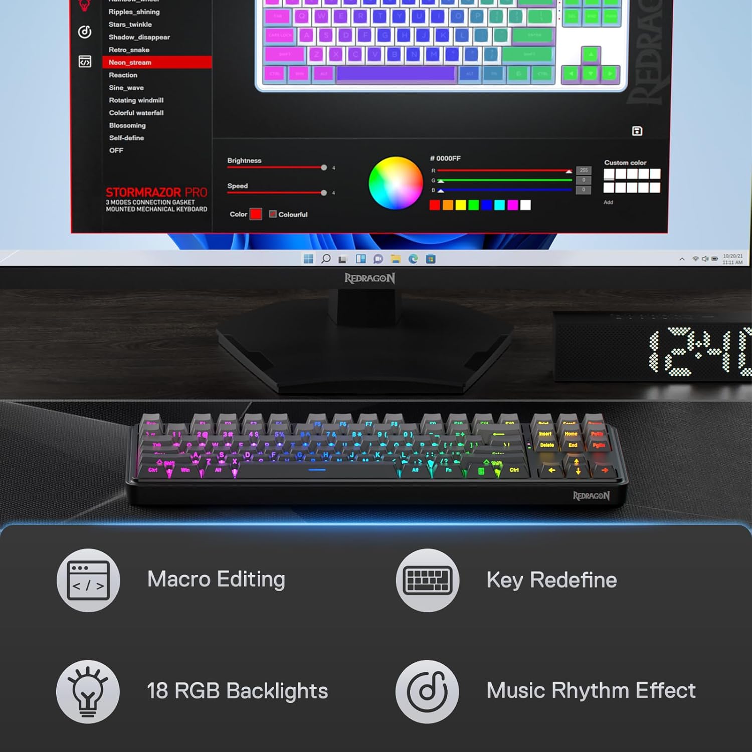 Redragon RGB 게임용 3 가지 모드 무선 TK - Gaming Keyboard No Noise 리뷰 및 가격