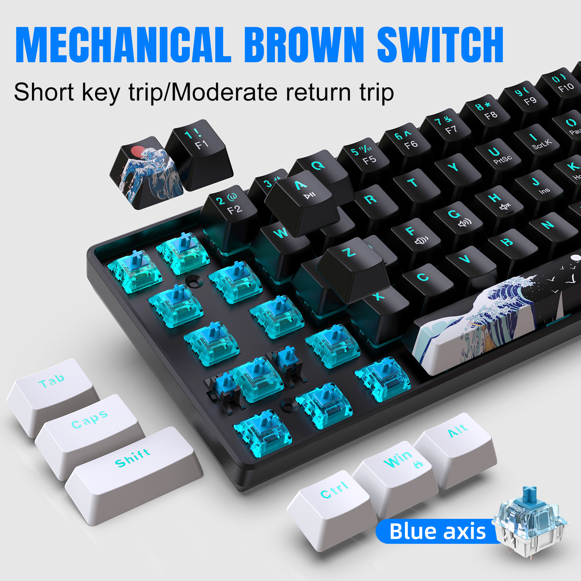 60% 기계식 키보드, 파란색 스위치가 있는 게임용 키 - Keyboard Gaming Blue Switch 리뷰 및 가격