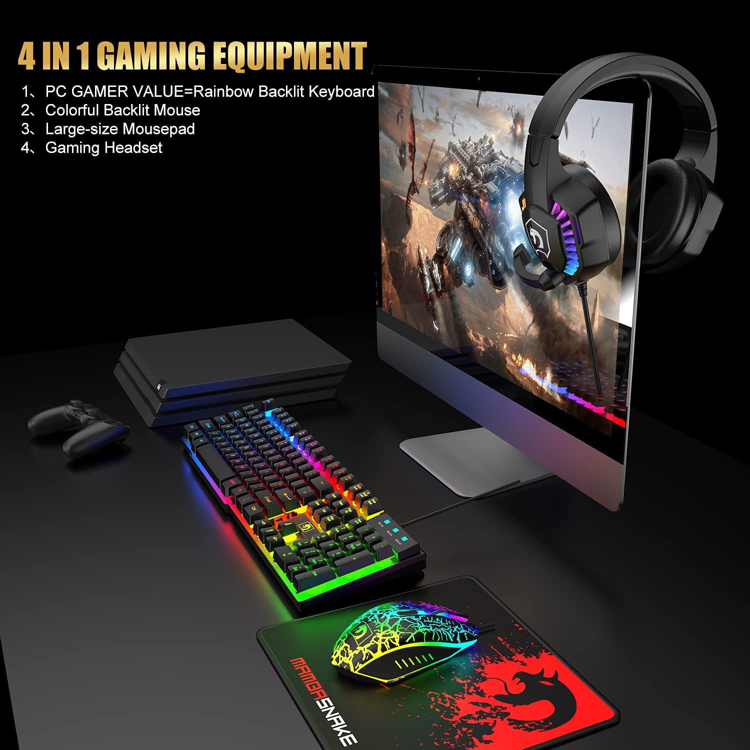 맘바스네이크 X 지유랑 T11 UK 레이아웃 4 in  - Gaming Keyboard Mouse And Headset Combo 리뷰 및 가격