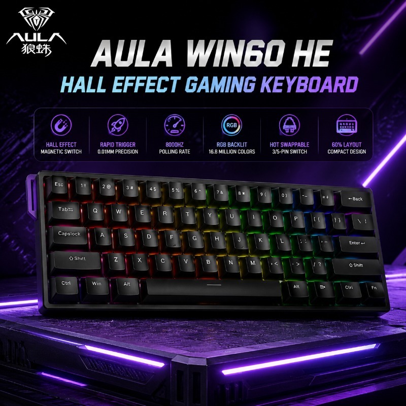 AULA WIN60 HE 게이밍 키보드 홀 이펙트 마그 - Gaming Keyboard Hall Effect Switches 리뷰 및 가격