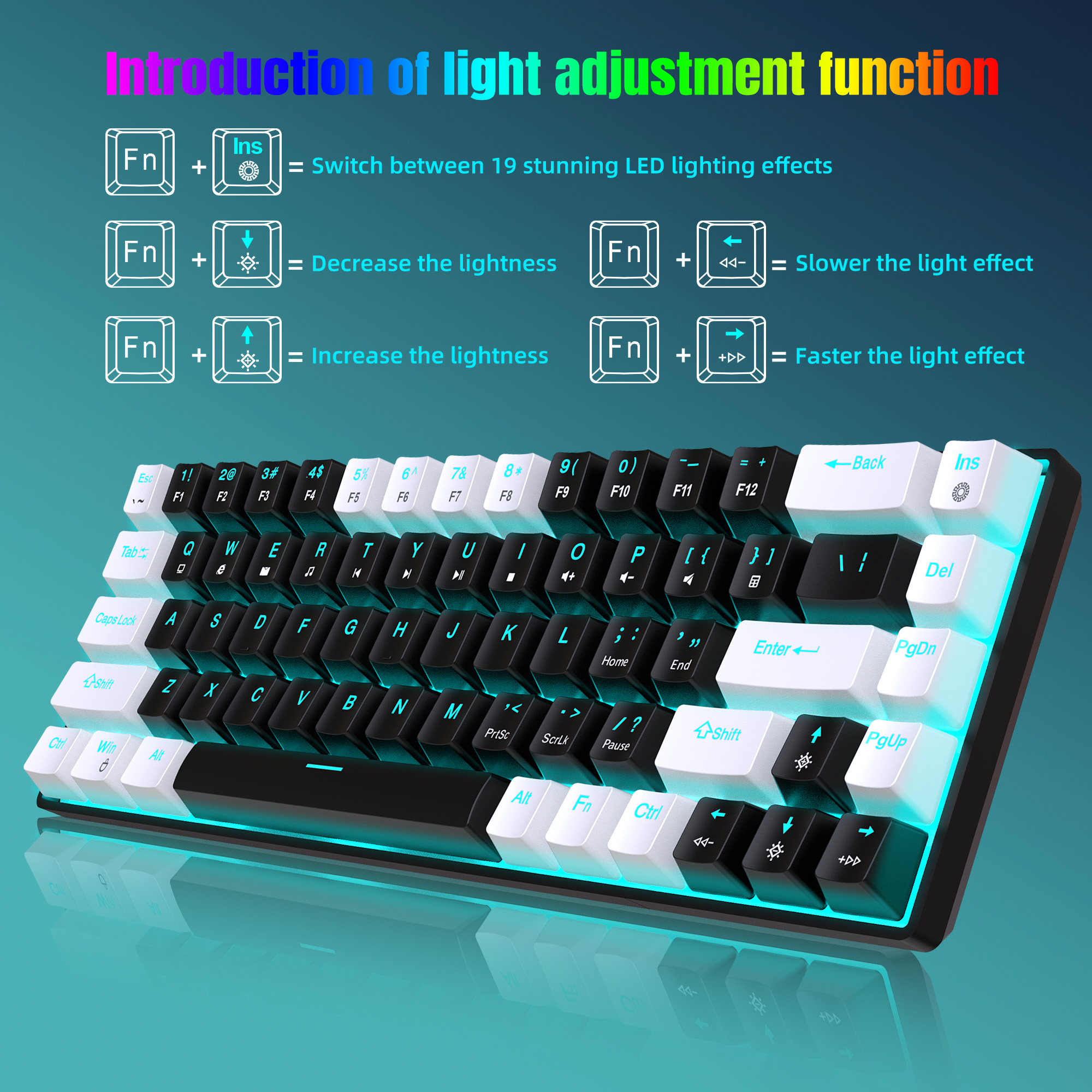 뜨거운 판매 HXSJ V800 68 키 유선 키보드 핫 - Keyboard Gaming Blue Switch 리뷰 및 가격