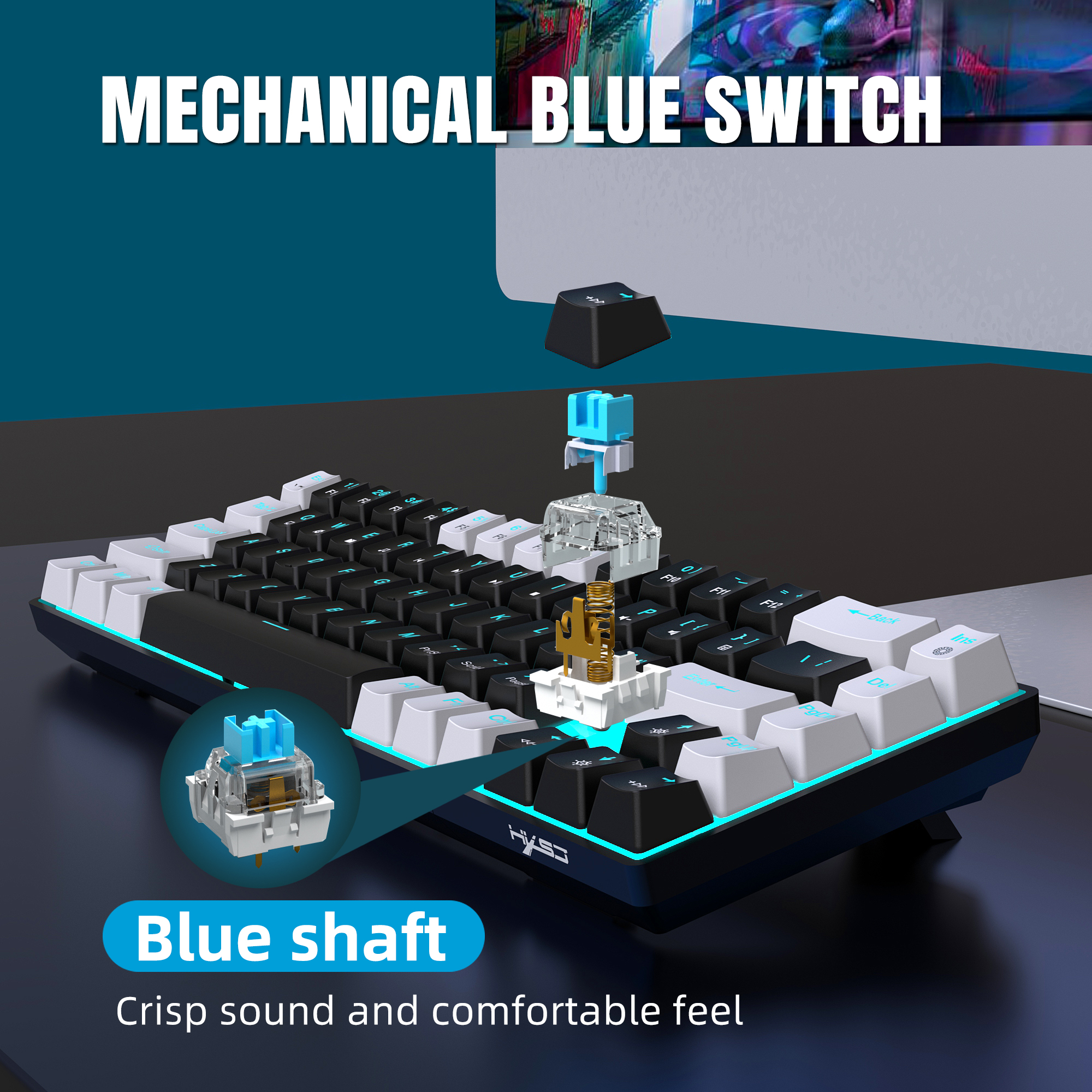 뜨거운 판매 HXSJ V800 68 키 유선 키보드 핫 - Keyboard Gaming Blue Switch 리뷰 및 가격