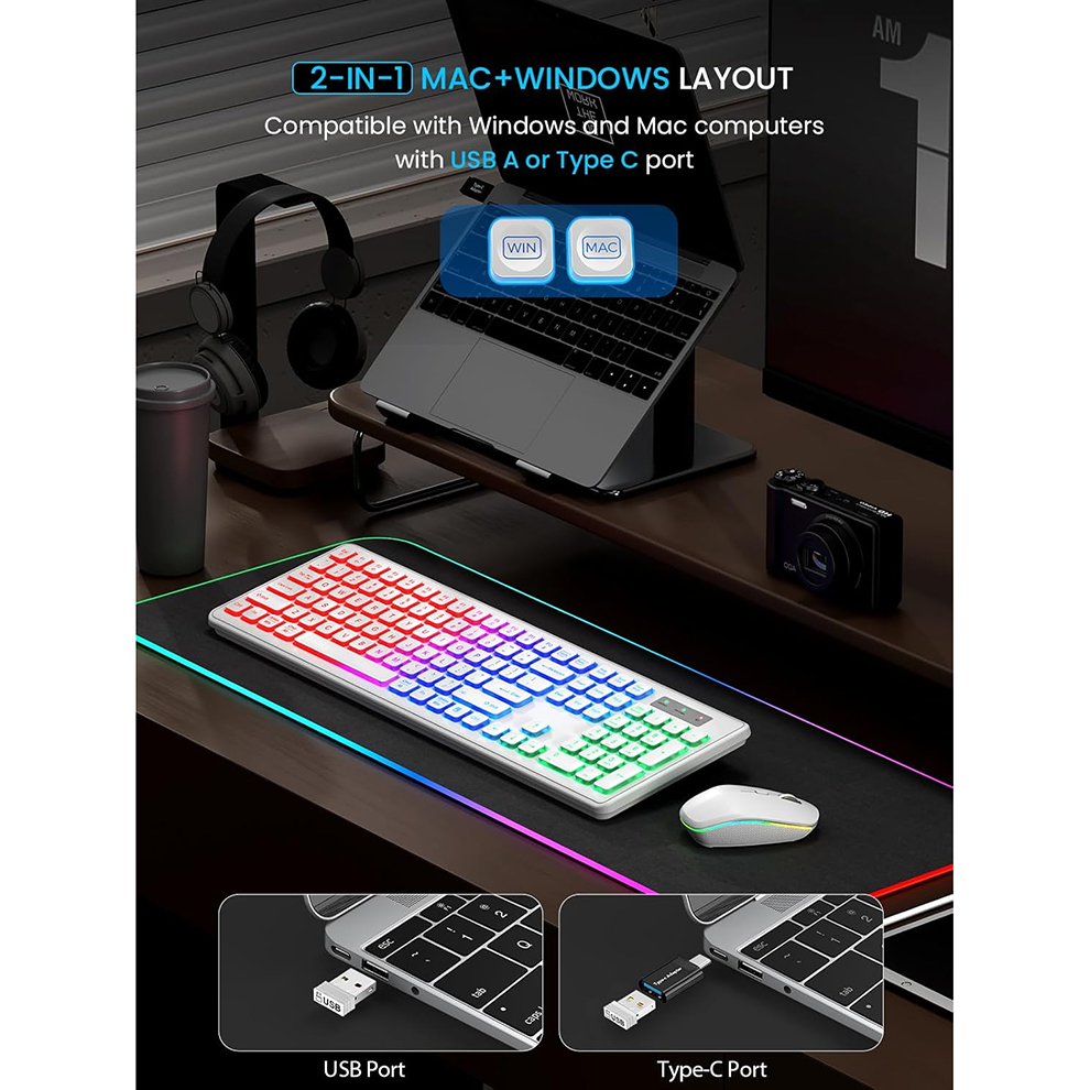 백라이트 무선 키보드 및 마우스, 조용한 라이트 업 키 - Gaming Keyboard And Mouse Combo 리뷰 및 가격