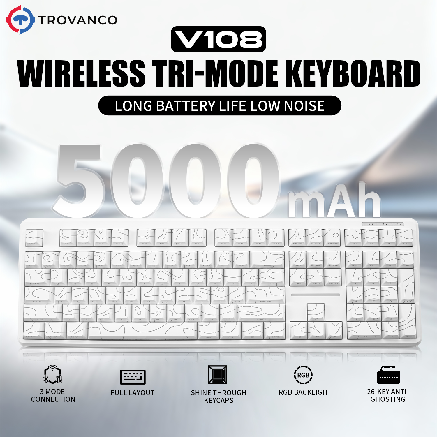 V108 프로 유선&무선 키보드 블루투스 2.4G 풀  - Gaming Keyboard No Noise 리뷰 및 가격